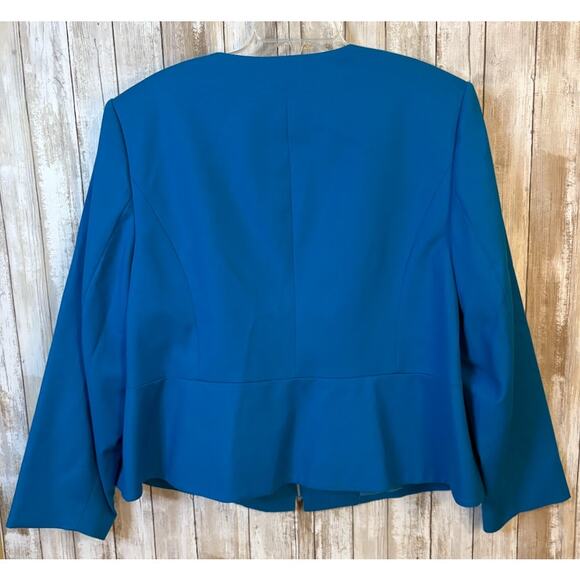 Calvin Klein Women's Blue Collarless Zip Front Cotton Poly Blazer Plus Size 22W - Picture 6 of 8